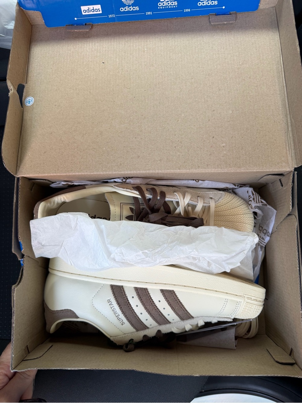 adidas Women’s Superstar Sneakers in Cream and Brown